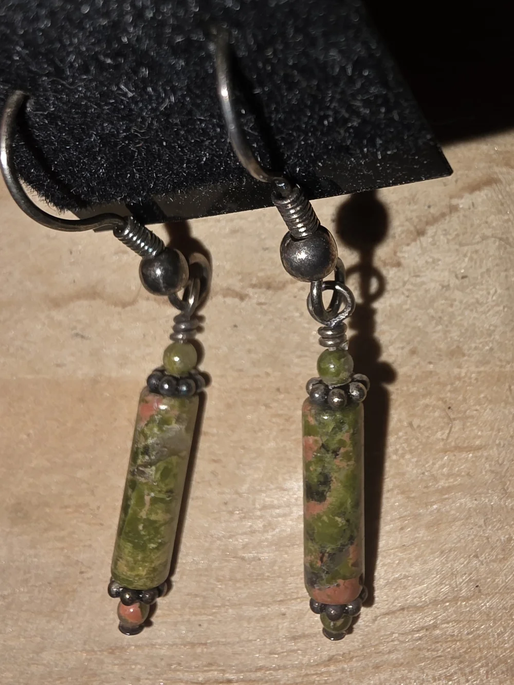 Handmade Unakite Stone Dangle Earrings
